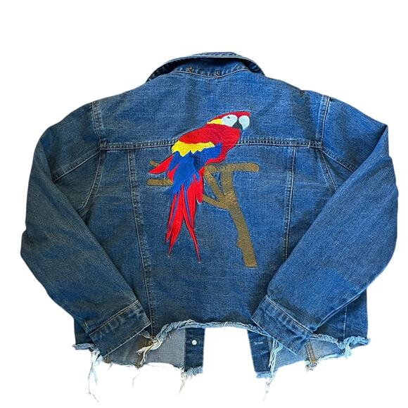 36.5 Jackets & Blazers - 36 dot 5 Jean Jacket with Parrot Embroidery on Back